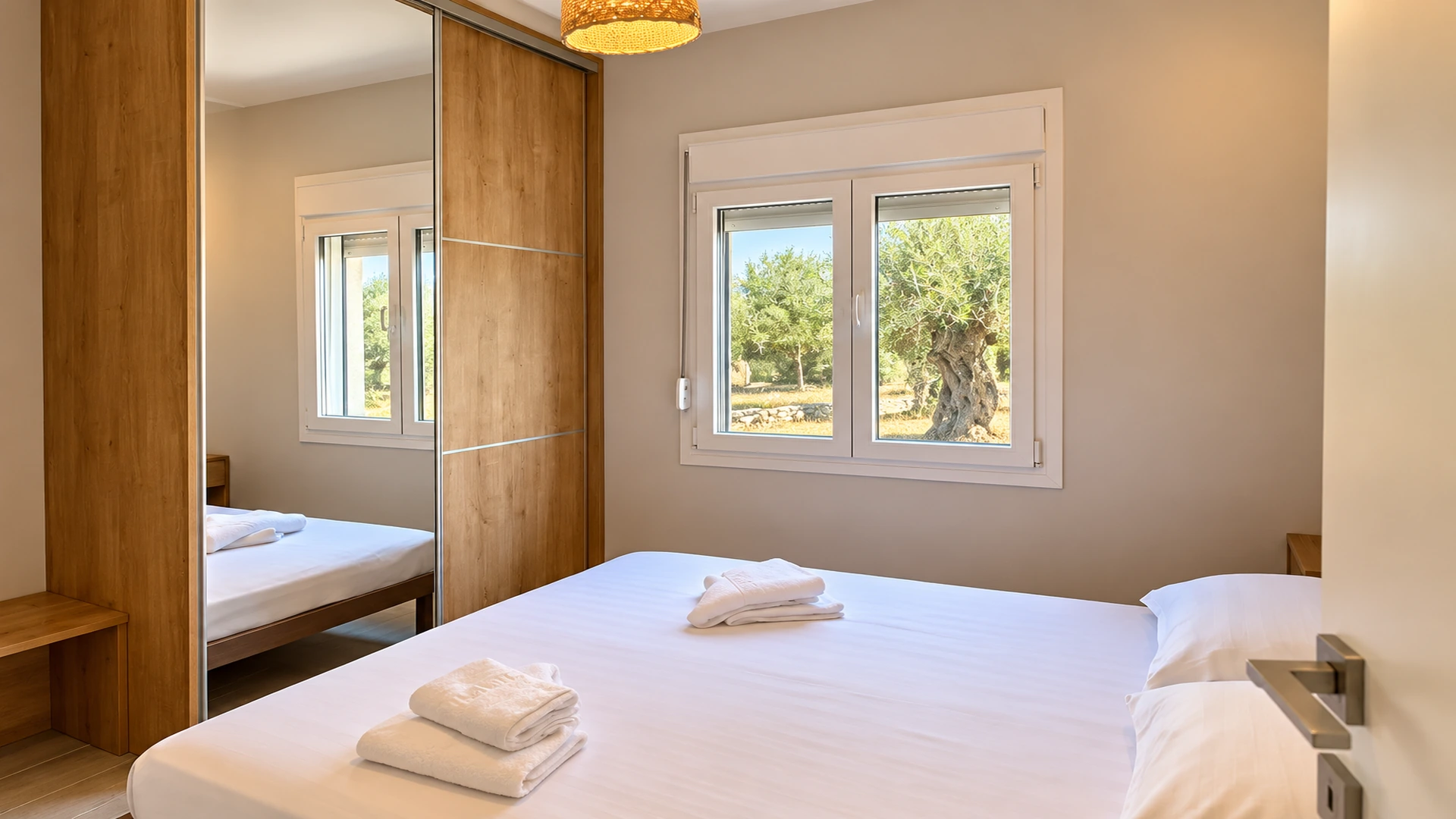 Double bed with fresh linen